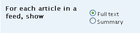 RSS feed options in Wordpress