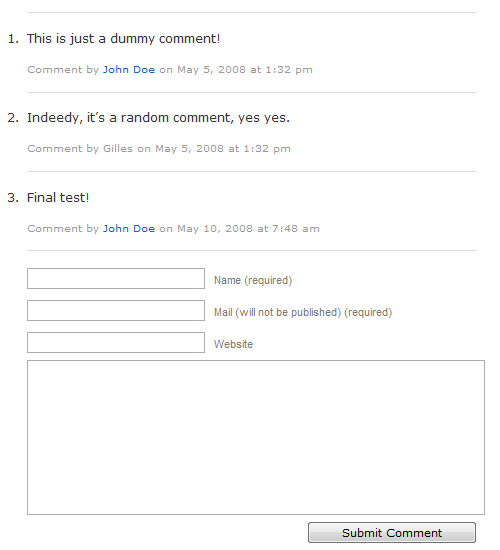 Comments preview