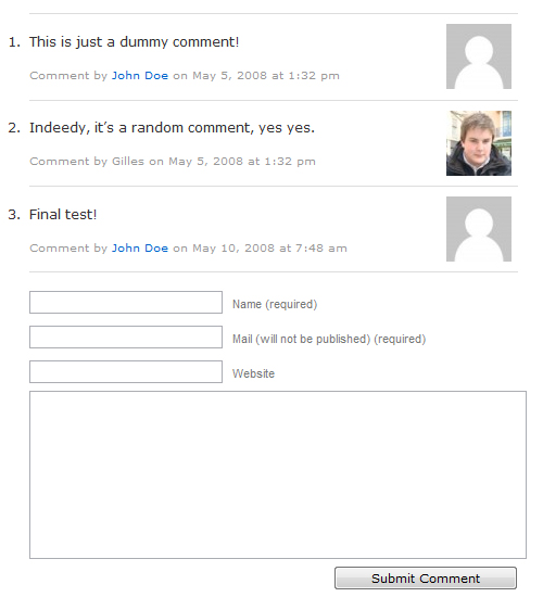 Comment Gravatars