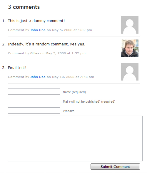 Comment numbers