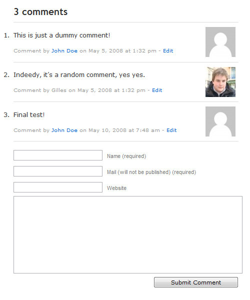 Comment Edit Link