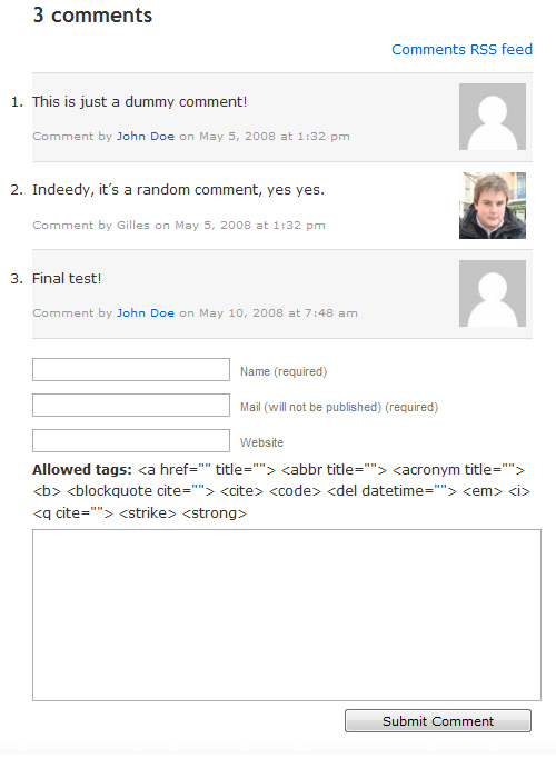 comments rss link