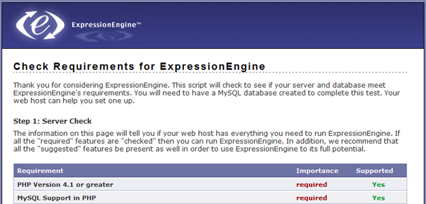 Checking your server is compatible with EE