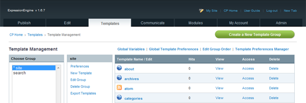 Template Management within EE