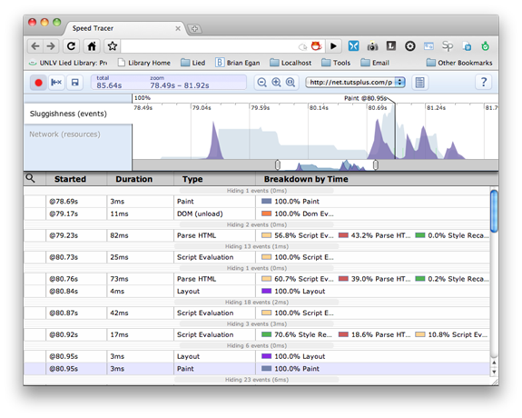A screenshot of the Speed Tracer extension