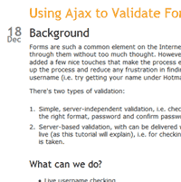 Utilizzare AJAX per convalidare i form
